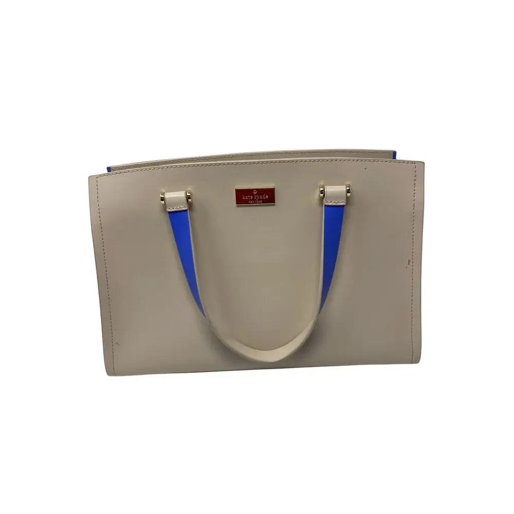 Kate Spade Arbour Hill Kyra Tote Bag Pumice & Adventure Blue Leather Shoulder